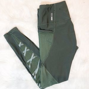 RBX Workout Leggings Mesh Inserts w/ Stap Detail